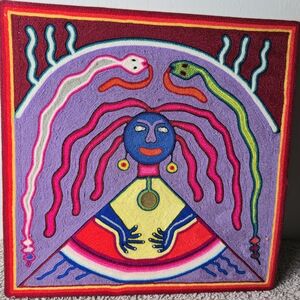 Mexican Folk Art Huichol Yarn Painting